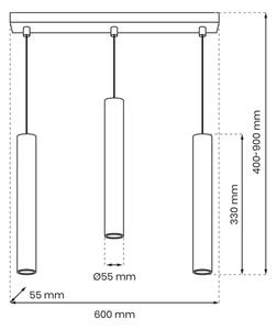Lampadario a sospensione con filo HUDSON 3xGU10/8W/230V nero
