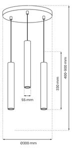 Lampadario a sospensione con filo HUDSON 3xGU10/8W/230V nero