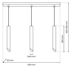 Lampadario a sospensione con filo CORTE 3xGU10/8W/230V nero