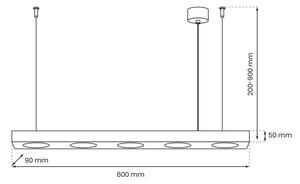 Lampadario a sospensione con filo ALEXANDER 5xGX53/12W/230V nero