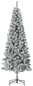 HOMCOM 210cm Albero di Natale Pino artificiale rivestito in floccaggio bianco con rami 631, base pieghevole rimovibile|Aosom