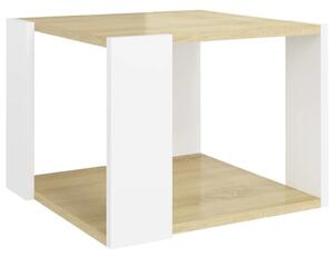 Tavolino Rovere Sonoma e Bianco 40x40x30 cm Legno Multistrato