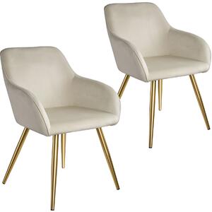 Tectake 404901 2x sedia marilyn effetto velluto oro - crema/oro