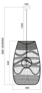 Lampadario a sospensione con filo ARONA 1xG9/9W/230V diametro 40 cm rattan
