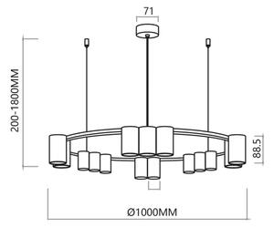 Lampadario a sospensione con filo GENESIS 15xGU10/8W/230V bianco