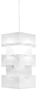 Sospensione Moderna Building Polilux ® Bianco E Metallo Cromo 1 Luce E27 H60Cm
