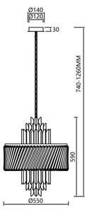 Lampadario a sospensione con catena MARGOT 9xE14/40W/230V cromo
