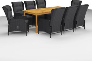 Set da Pranzo da Giardino 9 pz Grigio Scuro