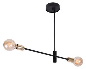 Lampadario a sospensione con supporto rigido ONYX 2xE27/60W/230V nero/oro