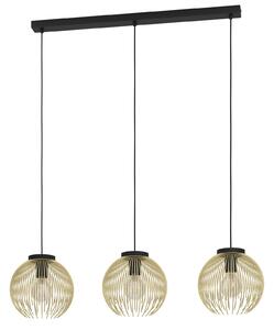 Lampadario Industrial-Nordico Acciaio Nero E Oro 3 Luci E27