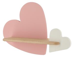 Applique LED per bambini con mensola HEART LED/5W/230V rosa/bianco/legno