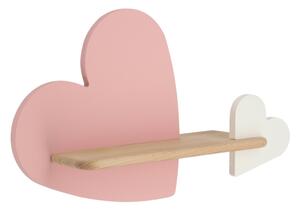 Applique LED per bambini con mensola HEART LED/5W/230V rosa/bianco/legno