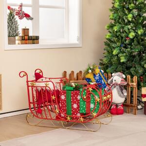 Costway Slitta di Babbo Natale in metallo con ampia area di carico per i regali stelle dorate, Slitta natalizia 99x36x61cm