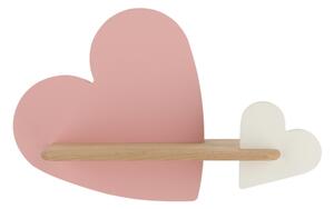 Applique LED per bambini con mensola HEART LED/5W/230V rosa/bianco/legno