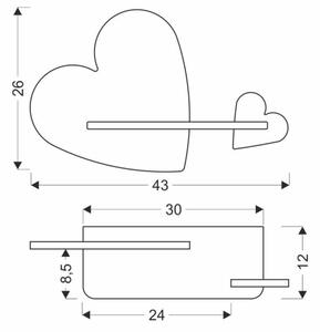 Applique LED per bambini con mensola HEART LED/5W/230V rosa/bianco/legno