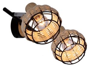Faretto TAJGA 2xE14/40W/230V rattan/nero