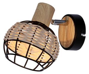 Faretto da parete TAJGA 1xE14/40W/230V rattan/nero