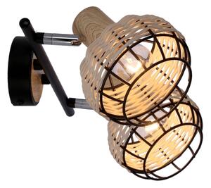 Faretto TAJGA 2xE14/40W/230V rattan/nero