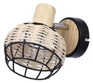 Faretto da parete TAJGA 1xE14/40W/230V rattan/nero