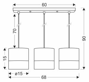 Lampadario a sospensione con filo BIANCO 3xE27/40W/230V bianco/marrone