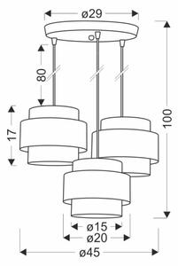 Lampadario a sospensione con filo TWIN 3xE27/40W/230V marrone/nero