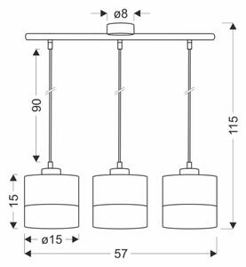 Lampadario a sospensione con filo PORTO 3xE27/60W/230V nero/marrone