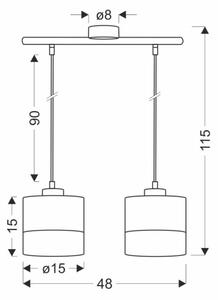 Lampadario a sospensione con filo PORTO 2xE27/60W/230V nero/marrone