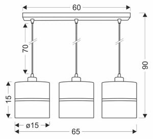 Lampadario a sospensione con filo ASSAM 3xE27/60W/230V nero