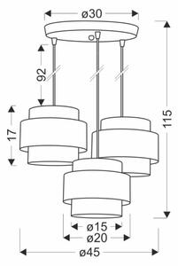 Lampadario a sospensione con filo HARE 3xE27/60W/230V grigio/cromo opaco