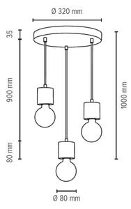 Spot-Light 7169336R - Lampadario a sospensione con filo STRONG 3xE27/60W/230V