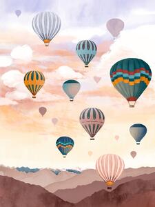 Illustrazione Airballoon Sky, Goed Blauw, (30 x 40 cm)