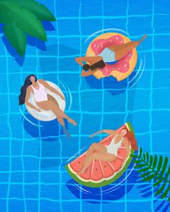 Illustrazione Pool Ladies, Petra Lizde, (30 x 40 cm)