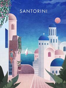Illustrazione Santorini, Emel Tunaboylu, (30 x 40 cm)