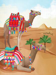 Illustrazione Desert Adventure, Goed Blauw, (30 x 40 cm)