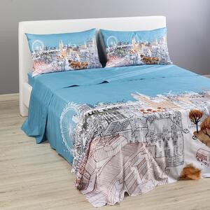 Completo Lenzuola Copriletto MATRIMONIALE London Westminster UNICA Cotone Caleffi