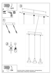 Sollux SL.0986 - Lampadario su filo TALEJA 3xE27/60W/230V nero
