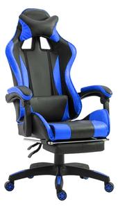 Sedia da Gaming Ergonomica 66x60x134 cm con Poggiapiedi in Similpelle Blu