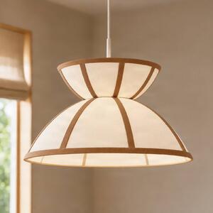Lampada a sospensione Clarence Lucande, dimmerabile, Crema / Ambra, Soggiorno / Sala da pranzo, Tessuto / Stoffa / Seta, Campagna / Rustiche, Lampada a sospensione