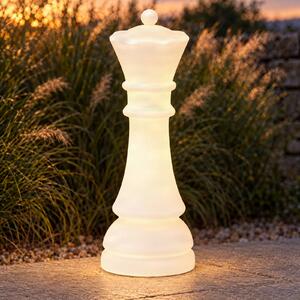 Lampada LED da terra Lucande Gambi, pedina della dama, CCT, IP44 Gambi Lucande, dimmerabile, Bianco / Opale, Plastica, Design