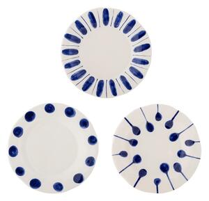 Set di piatti da dolce bianchi/blu in gres 3 pz ø 22 cm Linora – Bloomingville