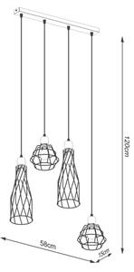 Sollux SL.1167 - Lampadario a sospensione con filo SUBA 4xE27/15W/230V nero