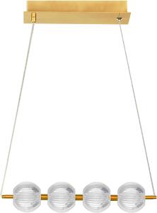 Lampada a sospensione decorativa, color oro, con barra orizzontale, sfere in acrilico e luci LED che cambiano colore, 20W, marca BRILLANT, linea Light Prestige