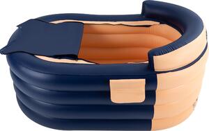 Vasca da bagno gonfiabile - Vasca portatile per adulti, 1,4 metri - 4 camere d'aria - Fondo in cotone a 6 strati - Schienale ergonomico - Pompa d'aria senza fili - Arancione