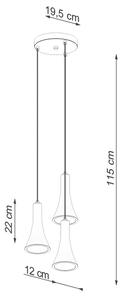 Sollux SL.1226 - Lampadario a sospensione con filo REA 3xE14/12W/230V calcestruzzo