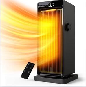 Stufa elettrica - Stufa ventilata in Vetroceramica - Protezione contro il surriscaldamento - Risparmio energetico - Colore: nero