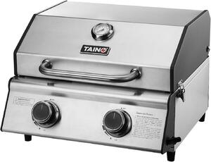 Barbecue a gas - Griglia da tavolo - Griglia da campeggio - Griglia per esterni - Barbecue a gas compatti - 2 bruciatori in acciaio inossidabile, 2,2 kW