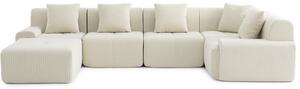 Divano angolare modulare a 5 posti Milysofa Sofamous con chaise longue in velluto a coste beige chiaro
