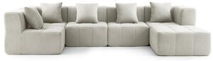 MILYSOFA SOFABULOUS: divano angolare modulare a 5 posti con chaise longue, rivestito in tessuto a trama fine color crema-beige
