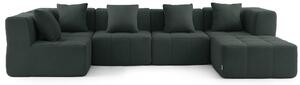 MILYSOFA SOFABULOUS: divano angolare modulare a 5 posti con chaise longue, raffinato tessuto a ricami, verde bosco