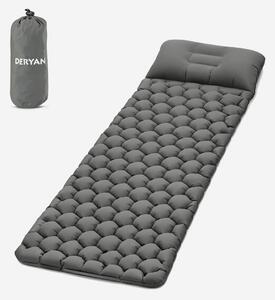 Materasso gonfiabile Deryan – Ideale per il campeggio – Grigio – Include borsa per il trasporto